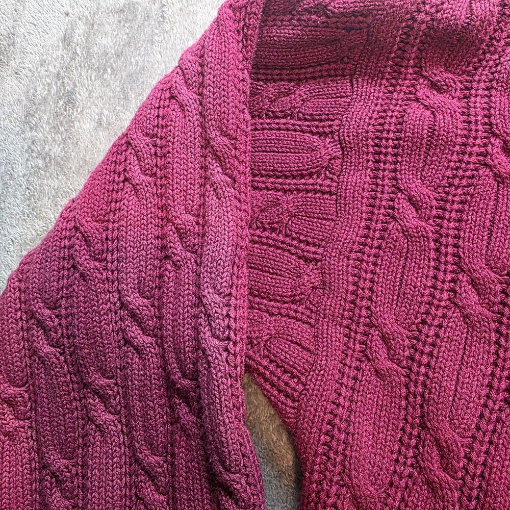 Gant Sweater Mens L Red Cable Knit V-Neck Button Front Cardigan Hand Framed - Picture 5 of 9